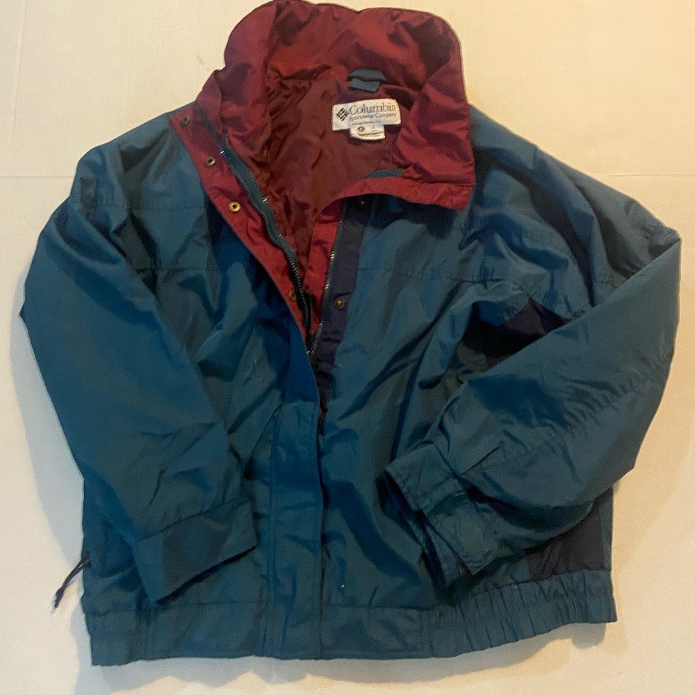 Columbia Sportswear Women’s Teal and Burgundy Bugaboo Ski Jacket Size XL 90’s